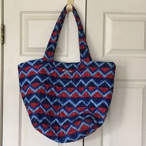 MZ Wallace Blue and Red Geometric Tote